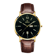 Đồng Hồ Nam DRACO D21-ST01 Vàng Đen Dây Da Nâu